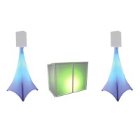 EUROLITE Set AKKU: 2x Flat Light 3 Nero con Bar-6 e Supporto - Illuminazione Professionale