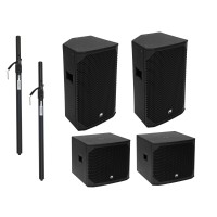 OMNITRONIC Set PA Attivo L: Subwoofer e Top 2 Vie con Asta Distanziatrice