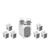 Set di Subwoofer Attivo OMNITRONIC BOB-10A con 8 Altoparlanti Satelliti BOB-4 Bianchi