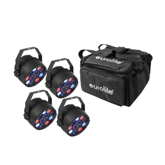 Set 4x EUROLITE LED PARty Spot con Soft Bag - Proiettore LED RGBW Compatto con DMX
