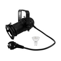 Set Proiettore LED EUROLITE PAR-16 GU10 Nero con Lampadina 230V 7W 3000K
