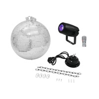 EUROLITE Set Sfera a Specchio 30 cm con Motore & Spot LED PST-5 QCL Nero - Effetto Luce DMX per Eventi