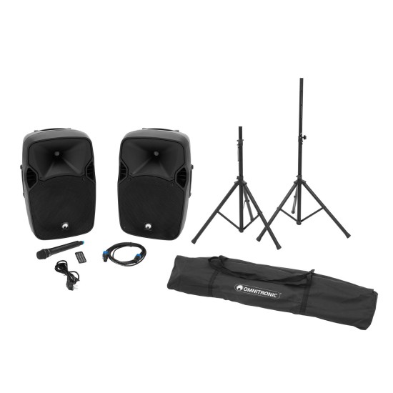 OMNITRONIC Set Altoparlanti Attivi XFM-212AP con Supporto MOVE MK2 - Bluetooth e Radiomicrofono