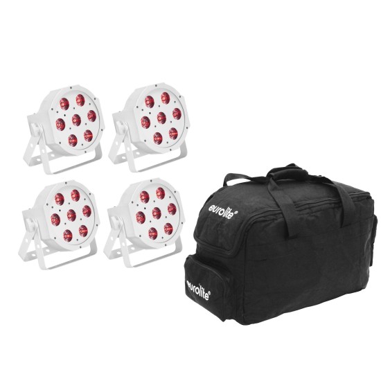 Set EUROLITE: 4x LED SLS-7 HCL Bianco con Borsa Morbida - Proiettori LED professionali per Effetti Luce DMX