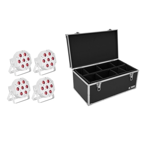 Set 4x LED SLS-7 HCL Floor EUROLITE in Bianco con Custodia per Effetto Luce DMX