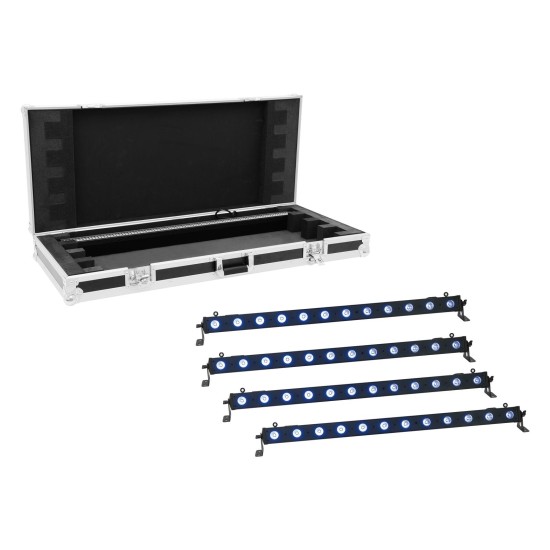 Set EUROLITE 4x LED BAR-12 QCL RGB+UV con Flightcase - Illuminazione Professionale