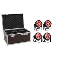 EUROLITE Set 4x LED 7C-12 Silent Slim Spot con Custodia Pro Flightcase