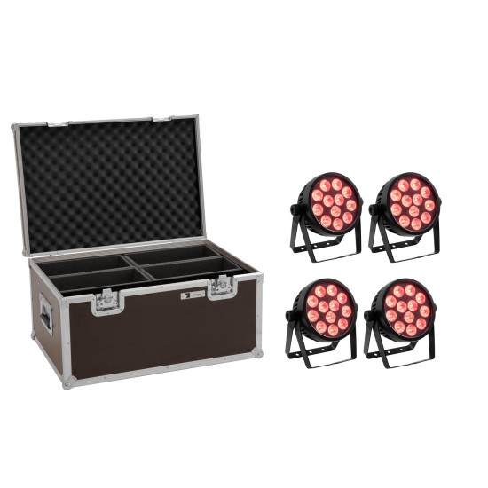 EUROLITE Set 4x LED 7C-12 Silent Slim Spot con Custodia Pro Flightcase