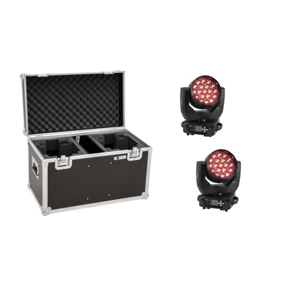 EUROLITE 2x LED TMH-X4 Testa Mobile Wash Zoom con Flightcase PRO