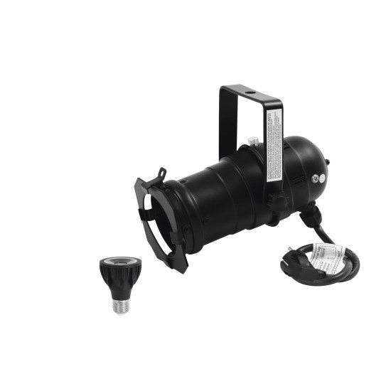 EUROLITE Set Spot PAR-20 Nero con Lampada LED E-27 6W Dim-to-Warm 1800-3000K