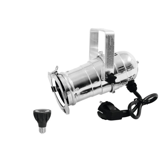 Set EUROLITE Spot PAR-20 Argento con Lampada LED E27 6W Dim2Warm 1800-3000K