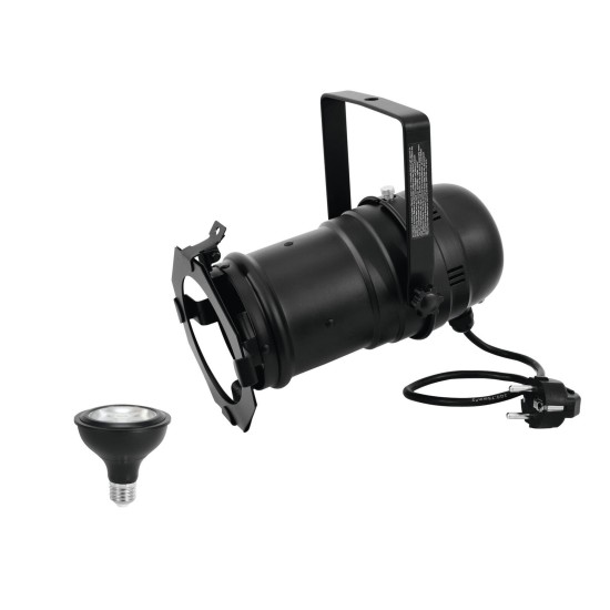 EUROLITE Spot PAR-30 Nero con Lampada LED COB 12W E-27 Dim-to-Warm 1800-3000K