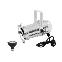 EUROLITE Set PAR-30 Argento con Lampada LED E-27 Dim-to-Warm 12W 1800-3000K