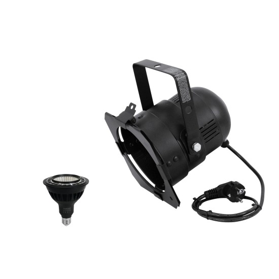 EUROLITE PAR-38 Nero con Lampada LED Dim-to-Warm 230V COB 18W 1800-3000K
