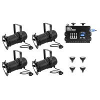 Set Eurolite 4x PAR-30 Nero Dim2Warm + EDX-4 DMX RDM Dimmer LED per Illuminazione Scenica