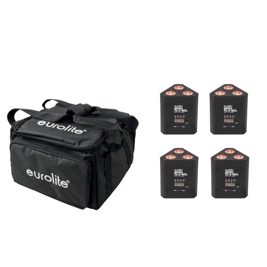 Set EUROLITE 4x AKKU TL-3 QCL RGB+UV Trusslight con Borsa SB-4