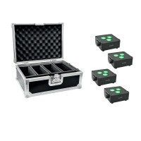 EUROLITE Set 4x AKKU IP Flat Light 3 Nero con Custodia Professionale