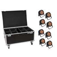 EUROLITE Set 8x LED IP PAR 12x8W QCL Spot con Flightcase su Ruote - Illuminazione Professionale