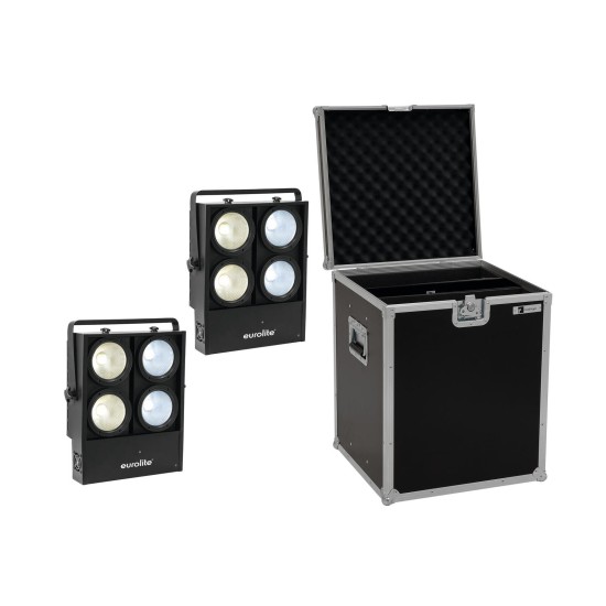 EUROLITE Set 2x Audience Blinder 4x100W LED COB CW/WW con Custodia Protettiva