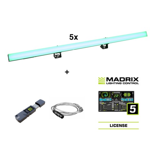 Set EUROLITE 5x LED PR-100/32 Pixel DMX Rail con Software Madrix per Effetti Luce Professionali