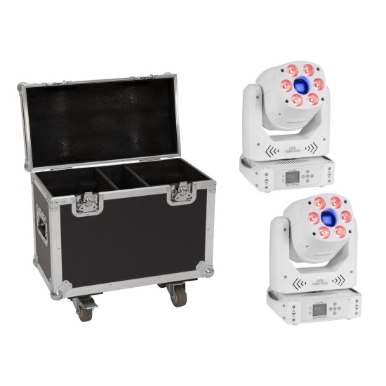 Set Teste mobili 2x LED TMH-H90 Proiettori Ibridi COB Bianchi con Custodia | Effetto Luce DMX