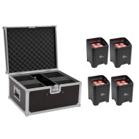Set EUROLITE 4x AKKU Spot UP-4 Entry QCL con Custodia Robusta - Proiettore LED a Batteria per Eventi