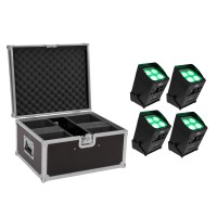 Set EUROLITE 4x AKKU IP UP-4 QCL Spot LED RGBW QuickDMX e Custodia Robusta