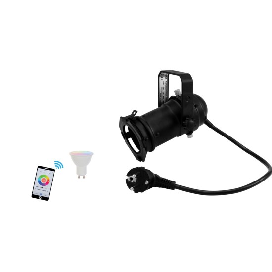 EUROLITE Set PAR-16 Nero con Lampadina LED GU10 RGB/WW/CW Controllo WiFi