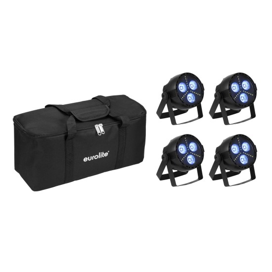 EUROLITE Set 4x LED PARty Hybrid Spot con Soft Bag - Proiettore LED RGB con Effetto Stroboscopico