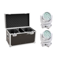 EUROLITE Set 2x LED TMH-X4 Testa Mobile Wash Zoom Bianco con Custodia Protettiva