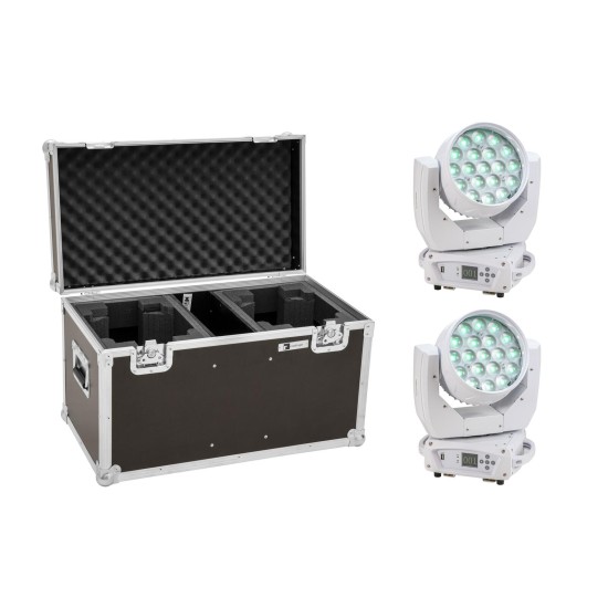EUROLITE Set 2x LED TMH-X4 Testa Mobile Wash Zoom Bianco con Custodia Protettiva