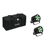 Set EUROLITE 2x AKKU PAR 6 QCL con Borsa Morbida - Proiettori LED RGBW Ricaricabili