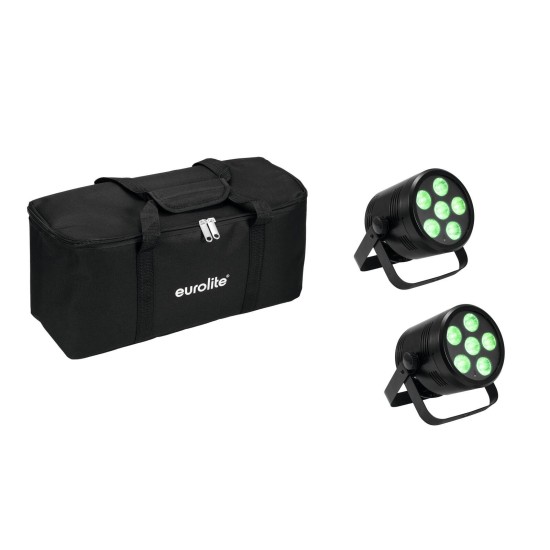 Set EUROLITE 2x AKKU PAR 6 QCL con Borsa Morbida - Proiettori LED RGBW Ricaricabili