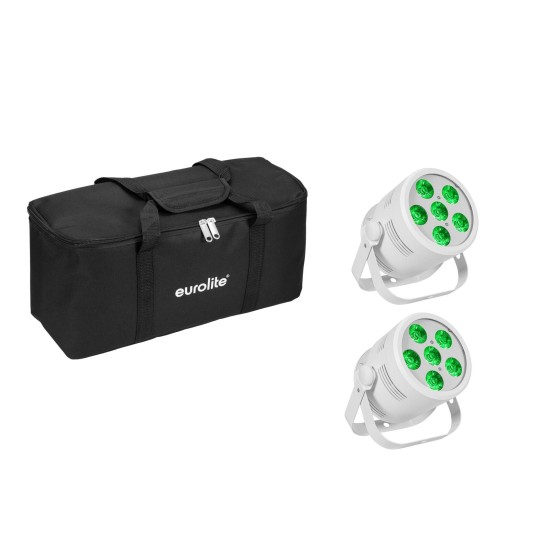 EUROLITE Set 2x LED Silent Par 6 QCL Floor Bianco con Soft Bag Inclusa