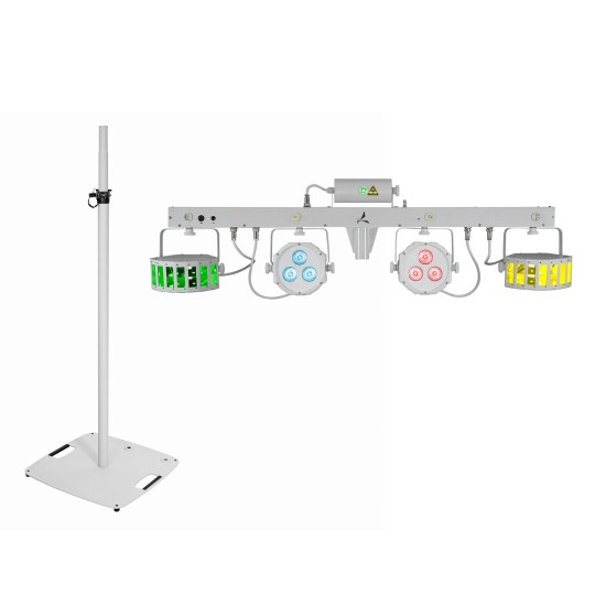 EUROLITE Set LED KLS Laser Bar FX Bianco con Supporto Cassa BPS-3 - Illuminazione Scenografica DMX