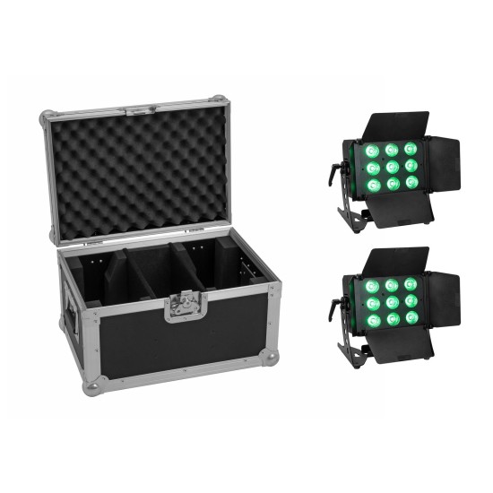 EUROLITE Set 2x LED CLS-9 QCL RGB/WW 9x7W con Custodia e Effetti Luce Professionali