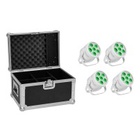 Set EUROLITE 4x LED Silent PAR 6 QCL Floor Bianco con Custodia - Effetto Luce DMX Professionale