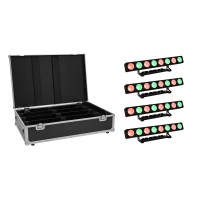 EUROLITE Set 4x LED PMB-8 COB QCL 30W con Barra Effetti e Custodia Professionale