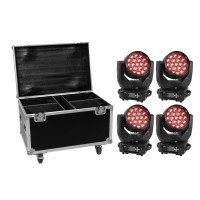 EUROLITE Set 4x LED TMH-X4 con Custodia su Ruote - Testa Mobile Zoom Wash RGBW