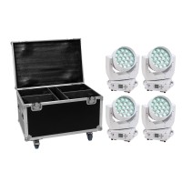 Set EUROLITE 4x LED TMH-X4 Bianco con Flightcase - Illuminazione Professionale con Zoom Motorizzato