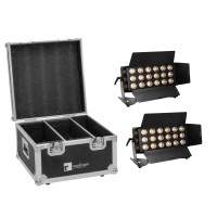 Set EUROLITE 2x LED CLS-18 QCL RGB/WW 18x7W con Flightcase Professionale