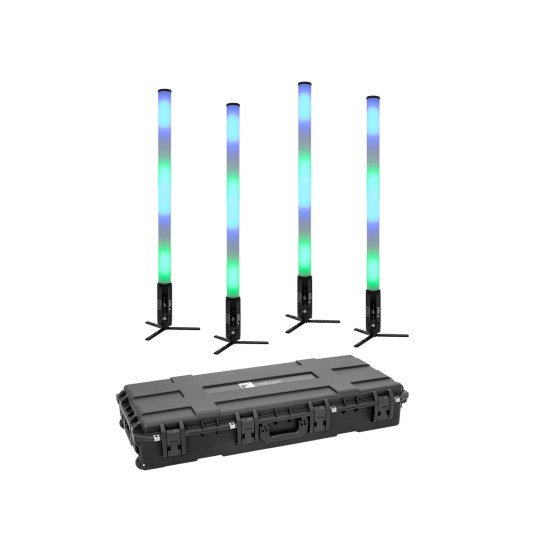 Set 4x EUROLITE AKKU IP Pixel Tube 360° PRO CRMX con Custodia in Plastica