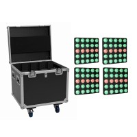 EUROLITE Set 4x LED Pixel Matrix Panel 5x5 RGB/WW con Flightcase su Ruote per Effetti Scenografici
