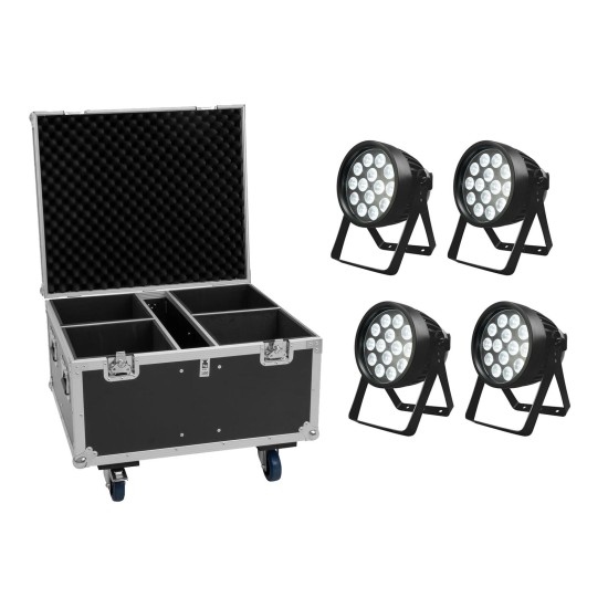 EUROLITE Set LED IP PAR 14x8W QCL con Flightcase - Illuminazione Scenografica Professionale