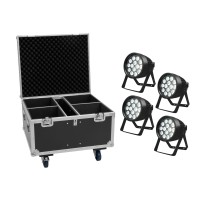 EUROLITE Set 4x LED IP PAR 14x10W HCL con Flightcase - Illuminazione Professionale IP65