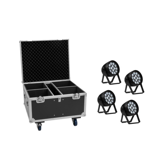 Set EUROLITE 4x AKKU IP PAR 14 HCL QuickDMX con Flightcase - Illuminazione Professionale a Batteria