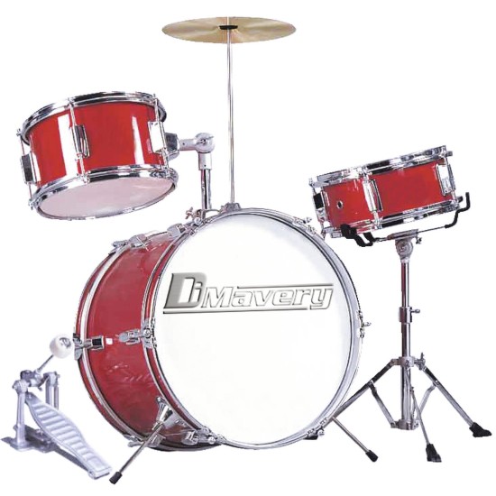 Set Batteria per Bambini DIMAVERY JDS-203 Rosso - Drum Set Completo