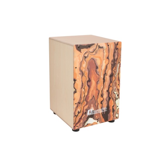 Cajon DIMAVERY CJ-610 in Betulla con Corde Regolabili e Piedini in Gomma – Finitura Swirl Multicolore