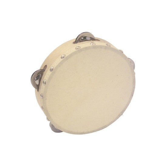 Tamburello DIMAVERY DTH-704 18 cm - Strumento a Percussione con Telaio in Legno e Pelliccia Naturale