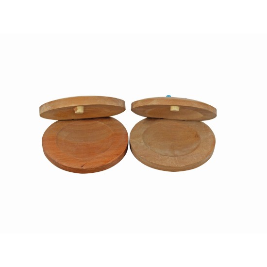 DIMAVERY Nacchere per Dita in Legno Naturale con Fascia Elastica - Set 2 Pezzi
